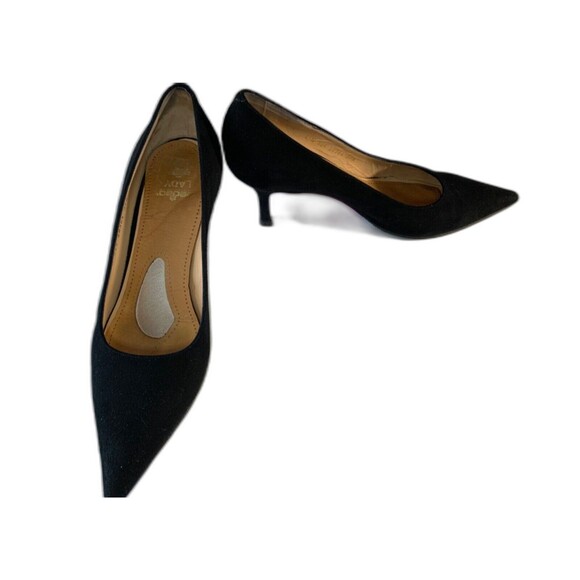 Luciano Padovan Heels Pumps Womens EU 37.5/ US 7.5 Black Suede Mid Heel Pointed - Picture 2 of 11